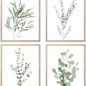Botanical Wall Art Prints Set of 4 Sage Green Plant Wall Decor for Bedroom Wall